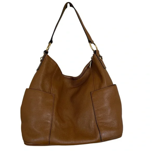 Michael Kors Anita Pebbled Leather Shoulder Bag – Acorn/Camel - Picture 2 of 13